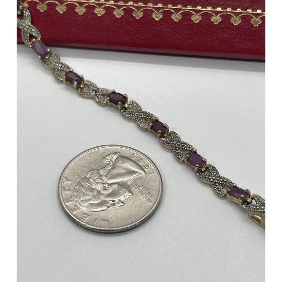 Vintage Sterling Silver Bracelet 925 Ruby Tennis 7” Dbj Victoria Townsend - Picture 10 of 10